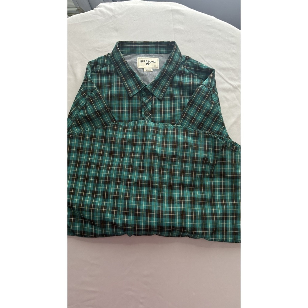 Men's Long Sleeve Plaid‎ Shirt NWT brand Is BILLABONG SZ XXL Green And Black - Picture 9 of 10